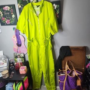 NWT ASHLEY STEWART NEON GREEN JUMPSUIT 20T